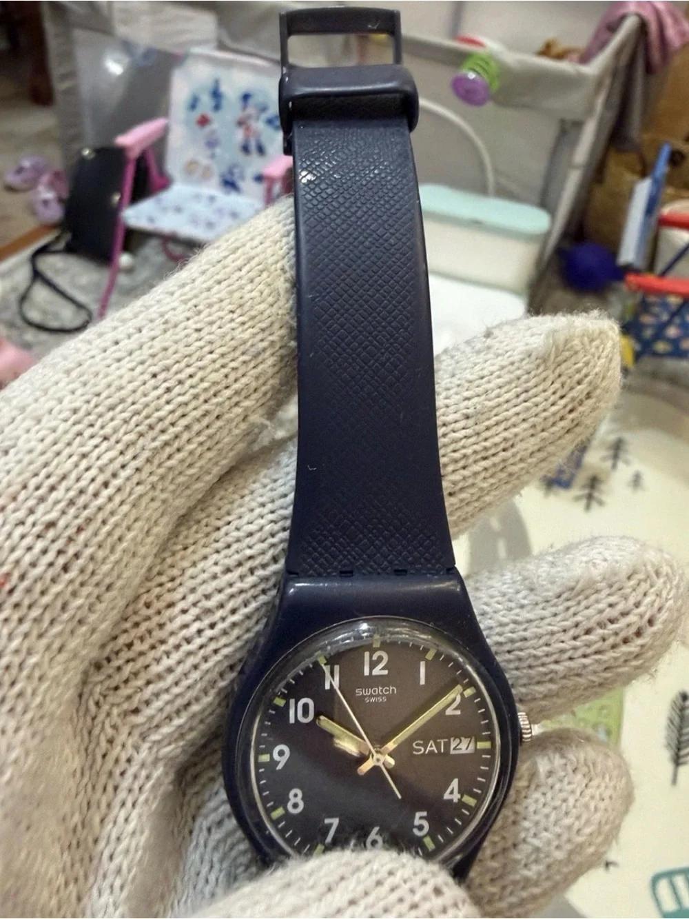 Swatch Sir Blue GN718 Classic Gent Day Date 34mm Blue Quartz Watch Unisex